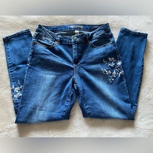 Ruff Hewn Embroidered Floral Madison Skinny Ankle Jean